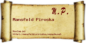 Mansfeld Piroska névjegykártya